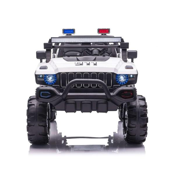 12V Police Truck Ride on 2 Seater with Parental Remote Control for 3-8 Years (Black)