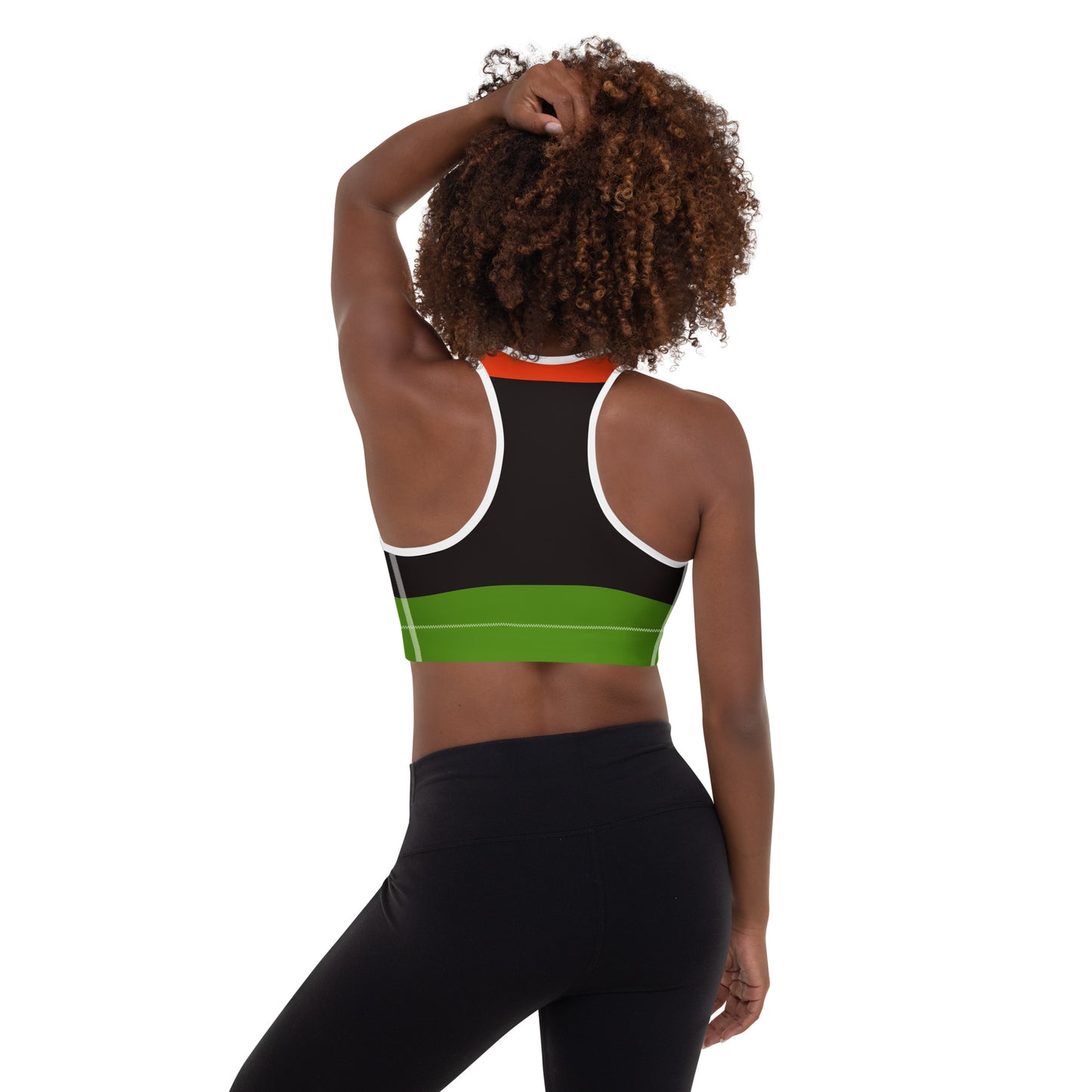 PAN - AFRICAN FLAG COLORS Padded Sports Bra by SobG Designs