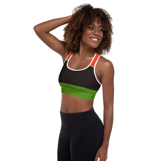 PAN - AFRICAN FLAG COLORS Padded Sports Bra by SobG Designs