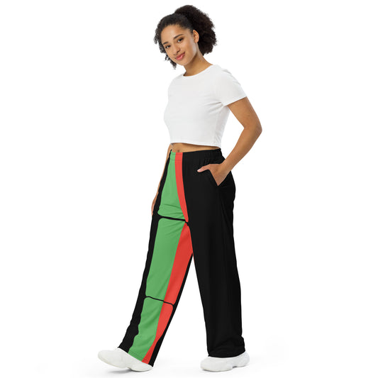 THE COLORS THE COLORS RED BLACK & GREEN All-Over Print Unisex Wide-Leg Pants