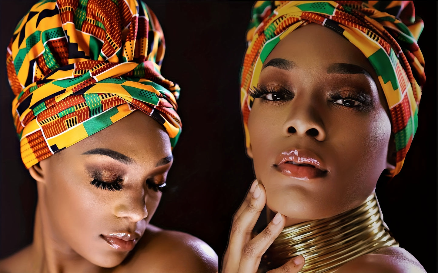 Boho Geometric Print Turban Hat Satin-Lined Head Wraps Vintage Lace Up Headscarf Beanies Bandanas For Women