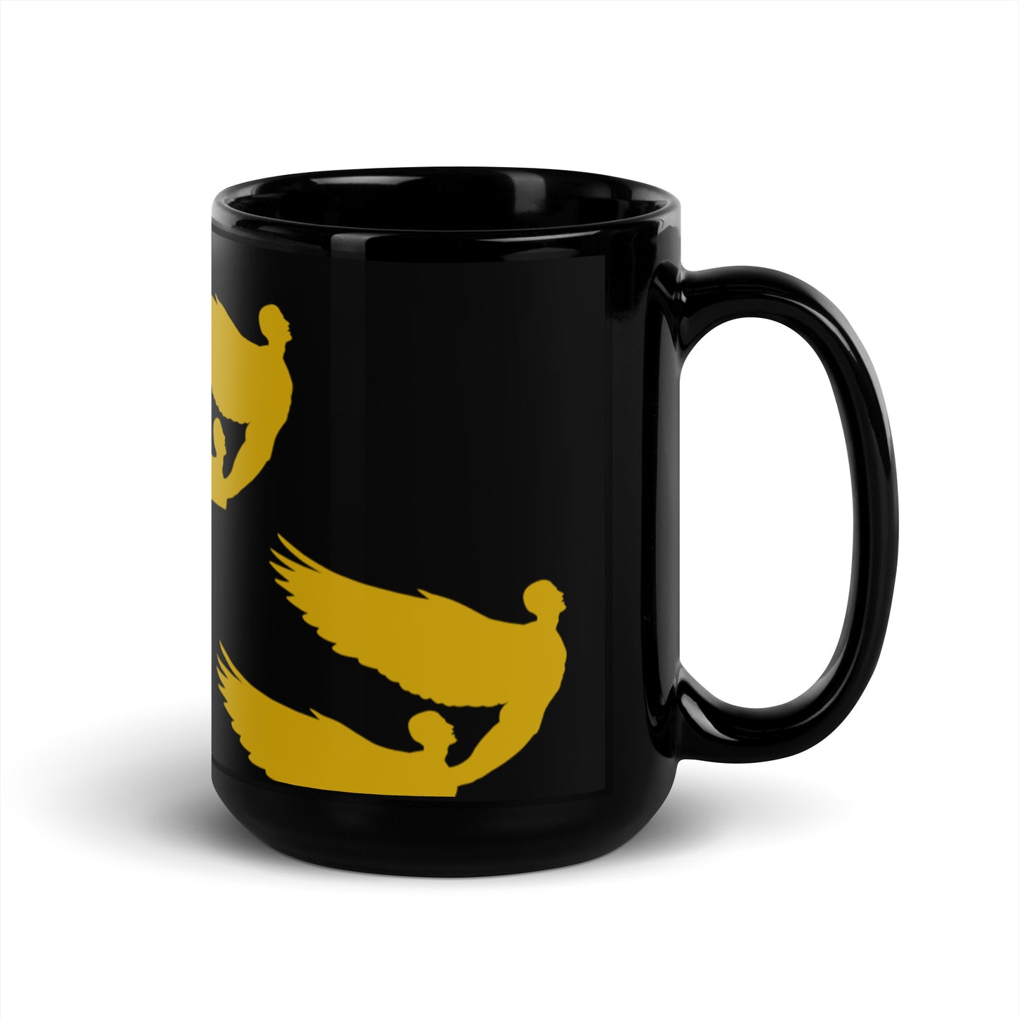 THE BLACK WE COULD ALWAYS FLY Black Glossy Mug by SobG Designs