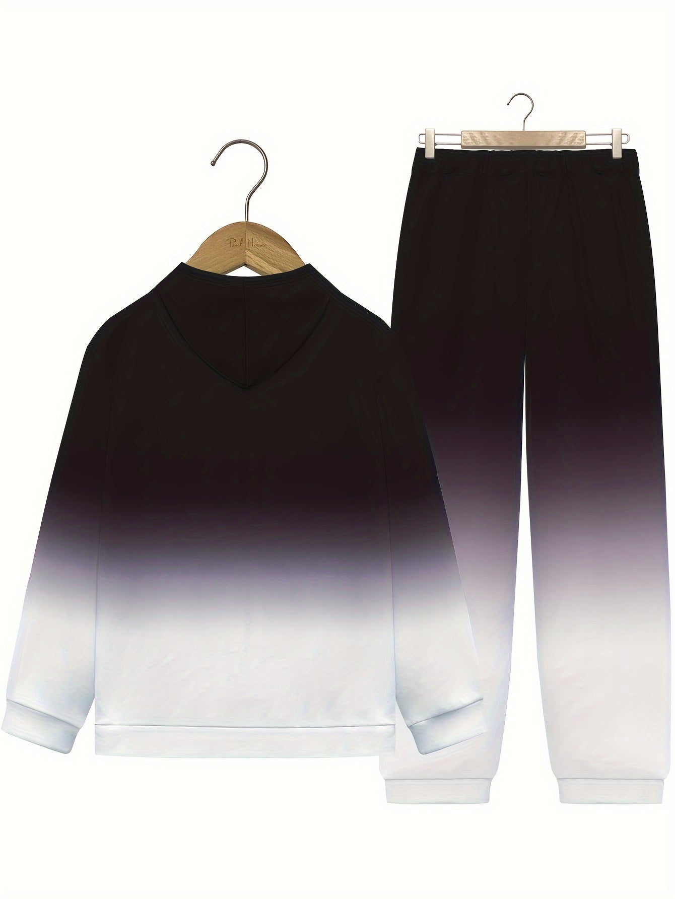 Men's Challenge Print Fashion Color Block Loungewear Set, Hoodie and Sweatpants Set, For Men
