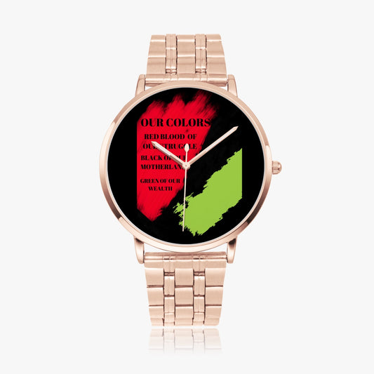 273 OUR COLORS RED, BLACK, & GREEN. Instafamous Steel Strap Quartz Watch by SobG Designs