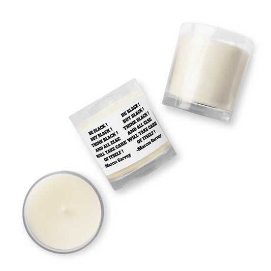 BE BLACK, BUY BLACK, THINK BLACK Glass Jar Soy Wax Candle by SobG Designs