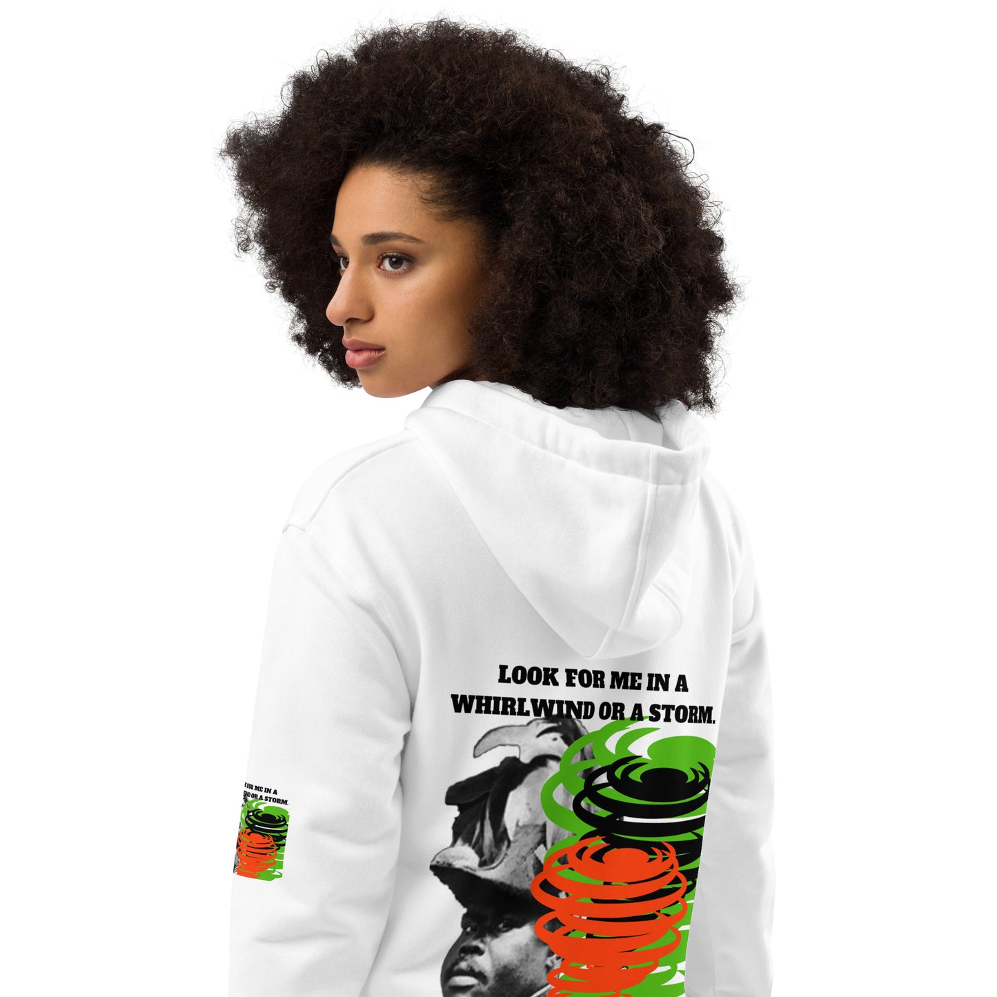 "LOOK FOR ME IN A WHIRLWIND" Premium Eco Hoodie by SobG Designs