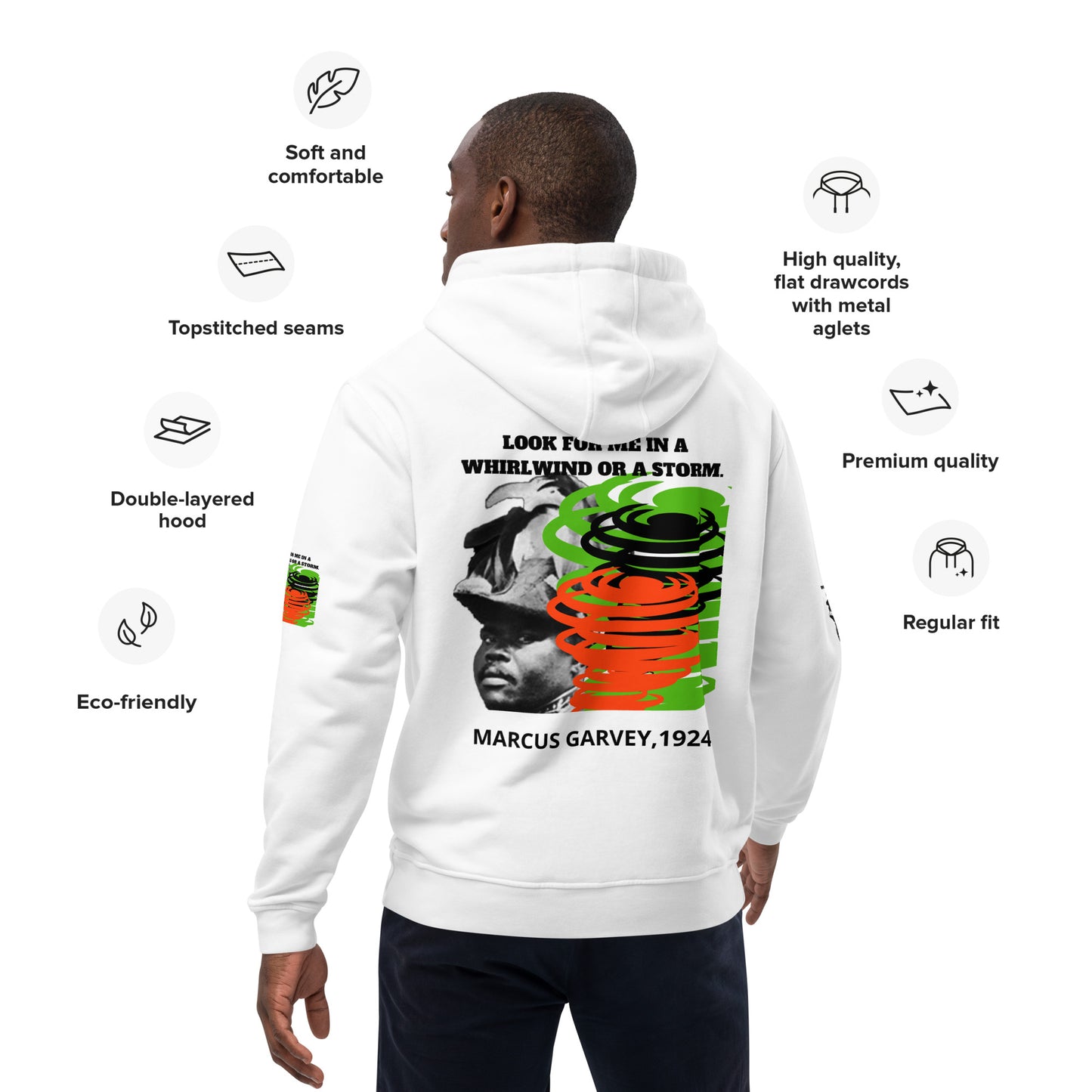 "LOOK FOR ME IN A WHIRLWIND" Premium Eco Hoodie by SobG Designs
