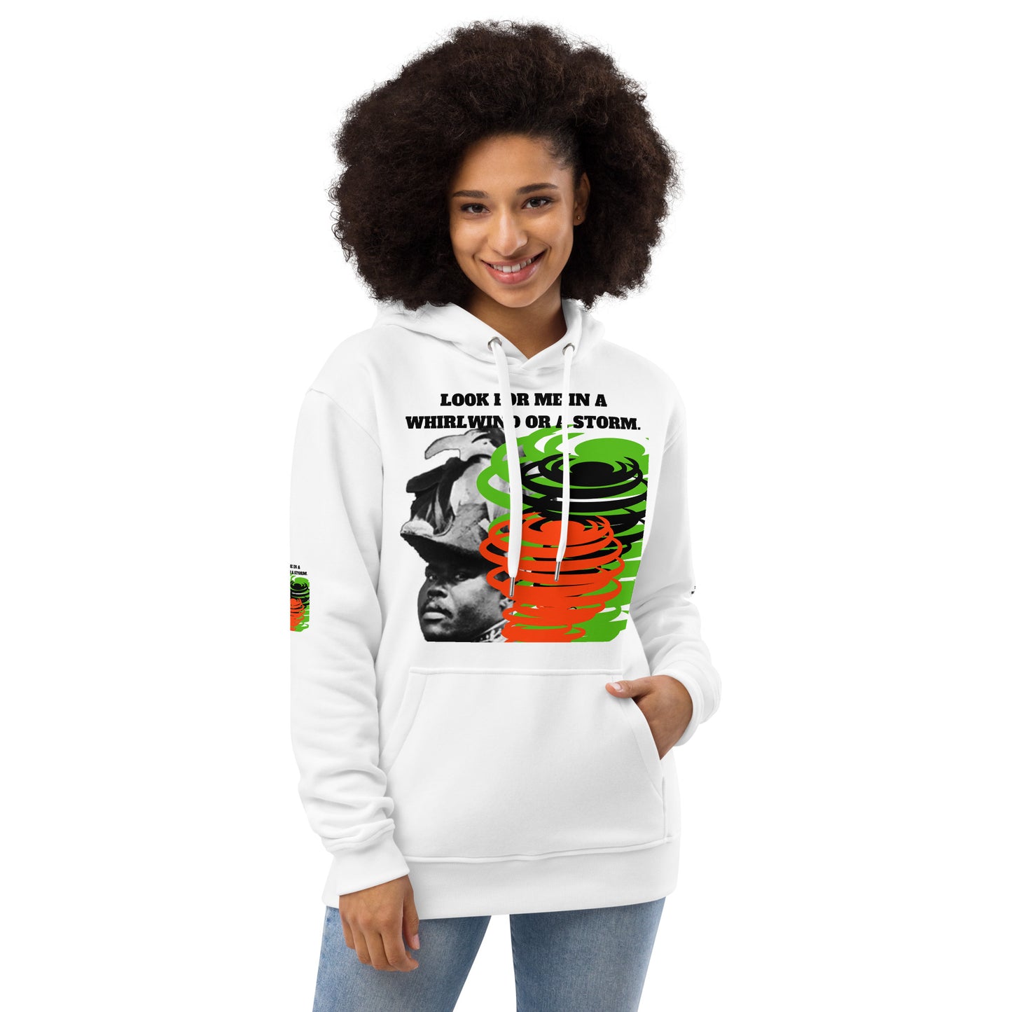 "LOOK FOR ME IN A WHIRLWIND" Premium Eco Hoodie by SobG Designs