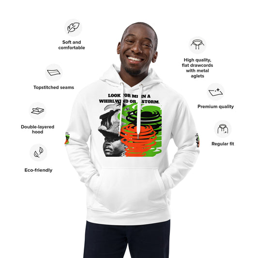 "LOOK FOR ME IN A WHIRLWIND" Premium Eco Hoodie by SobG Designs