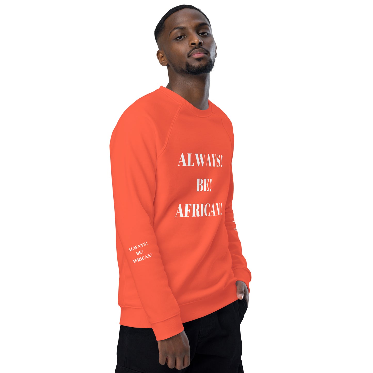 ALWAYS! BE! AFRICAN! Unisex Organic Raglan Sweatshirt by SobG Designs