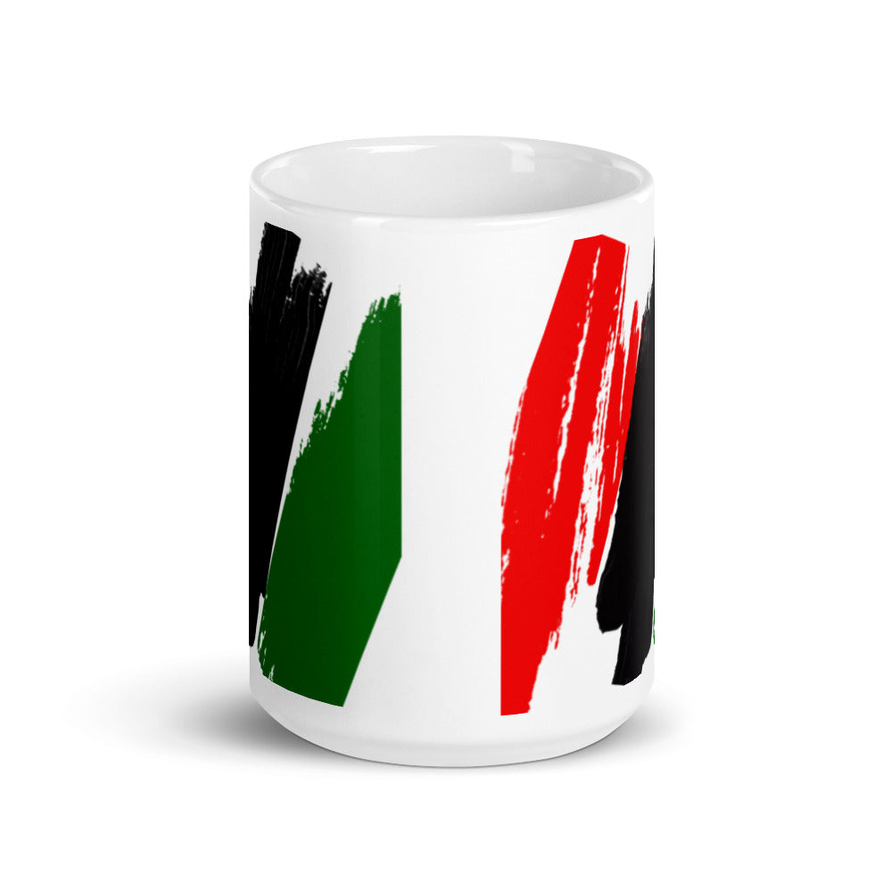 THE RED, BLACK, & GREEN White Glossy Mug by SobG Designs