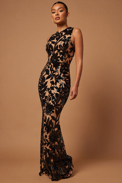 Cindy Sequin Gown - Black