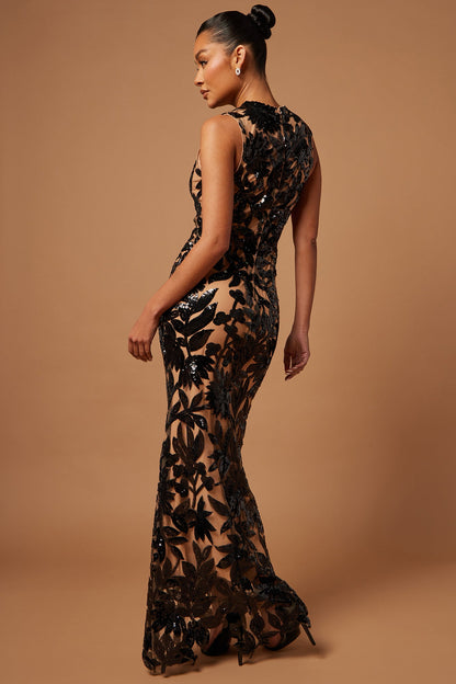 Cindy Sequin Gown - Black