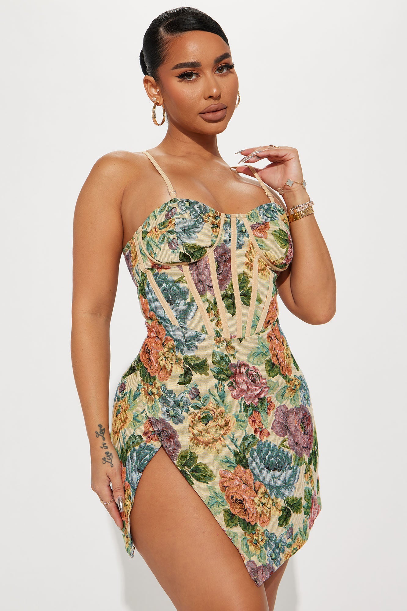 Royal And Rich Corset Mini Dress - Taupe/combo