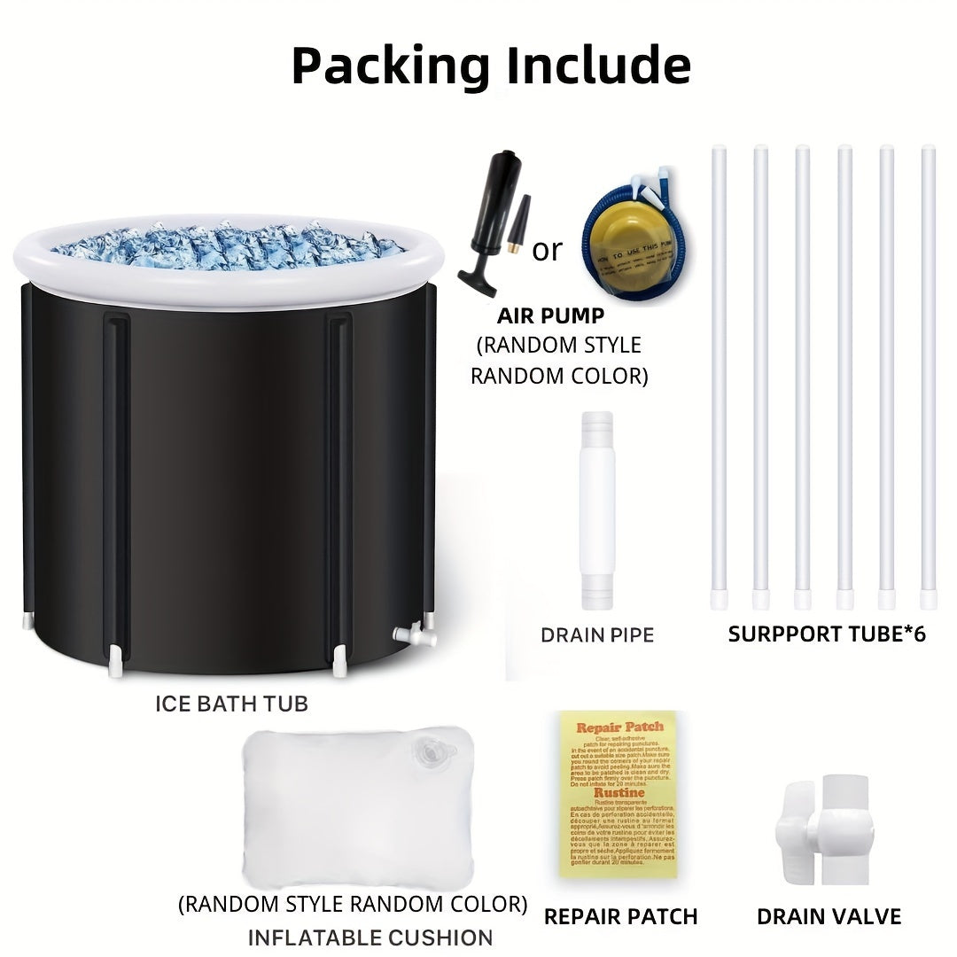 1Pc Freestanding Ice Bath Tub for Fitness Recovery(Black)-3