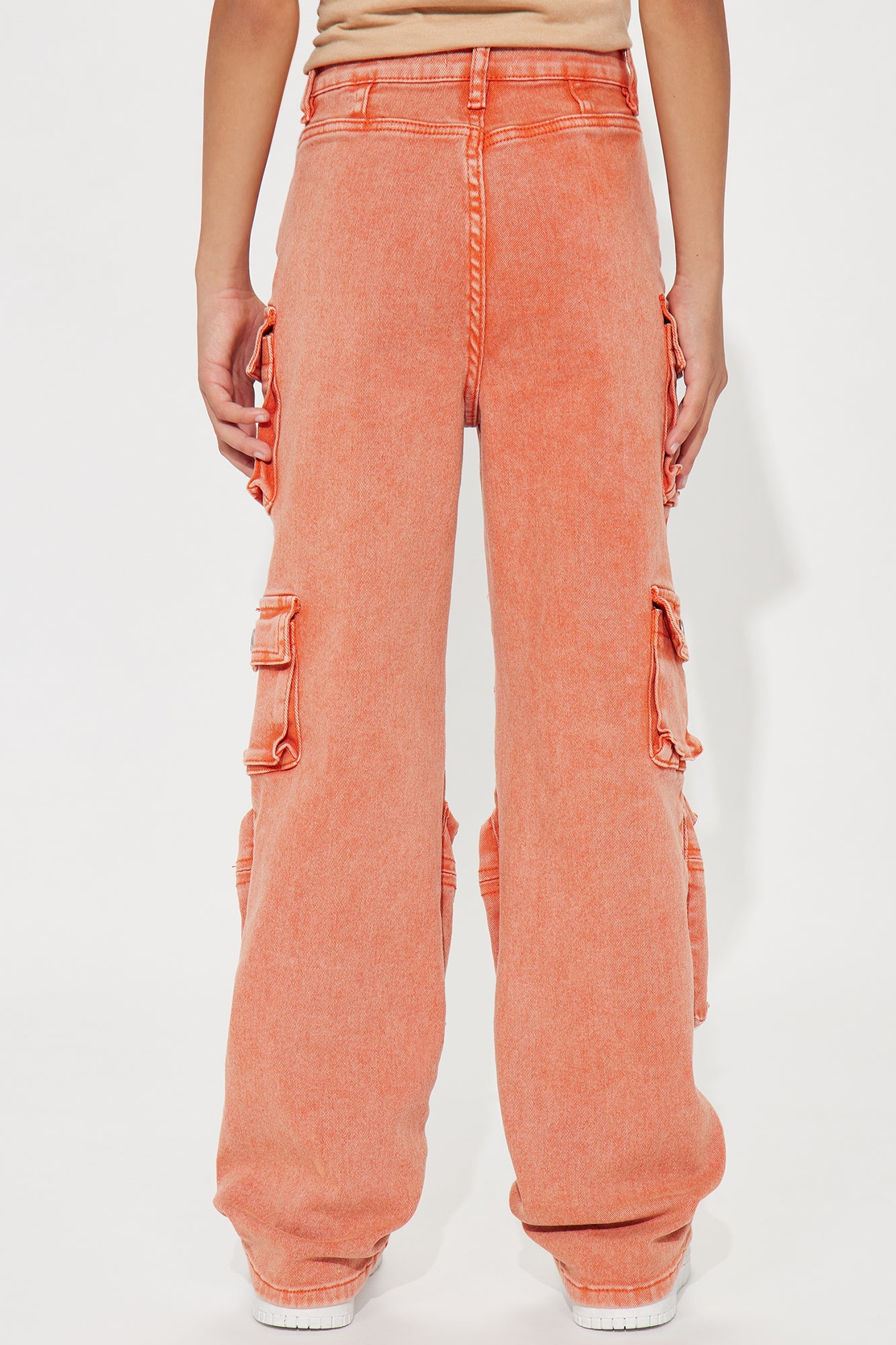 Mini Lily High Rise Cargo Jeans- Orange