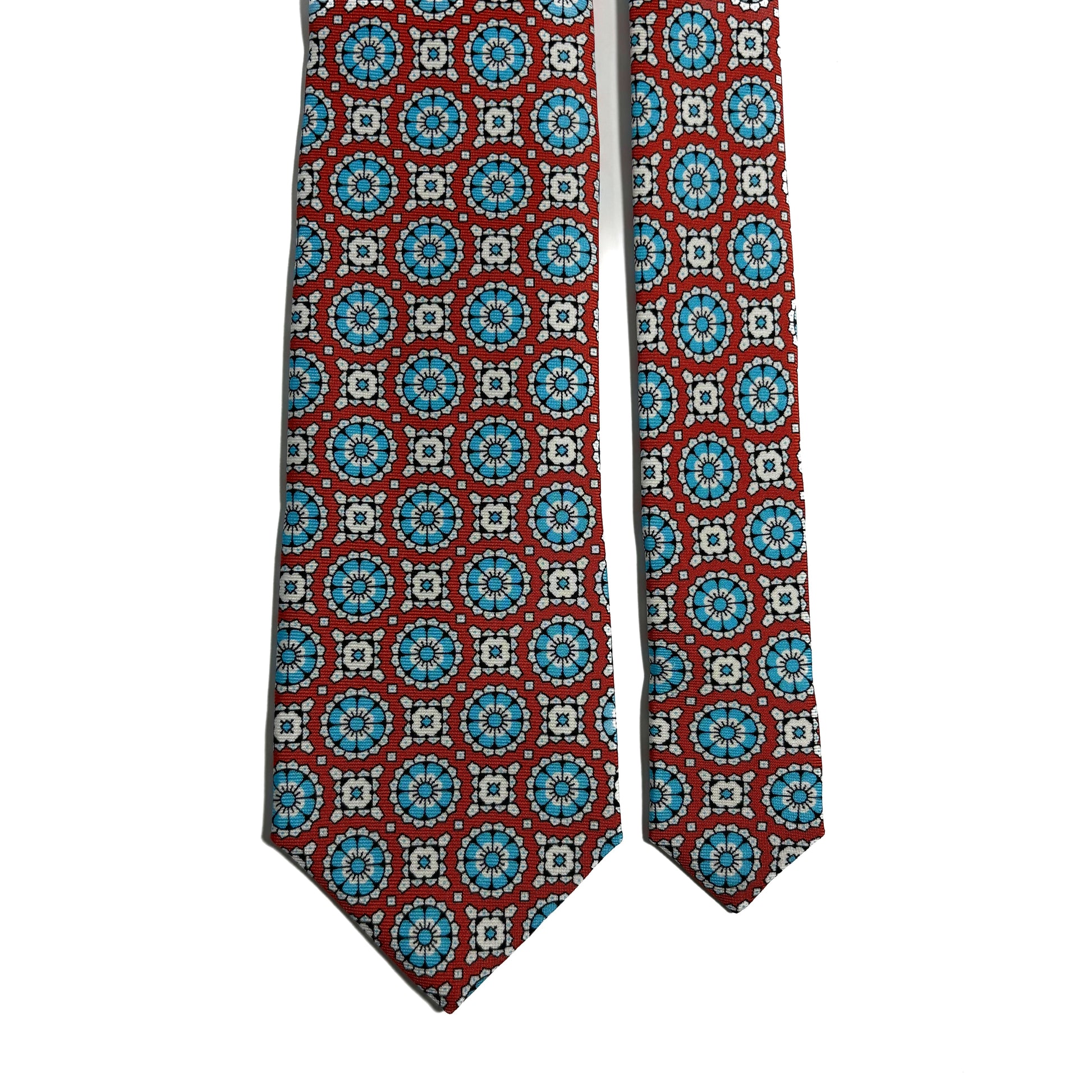 Scarlett Red & Blue Geometric Silk Tie-2