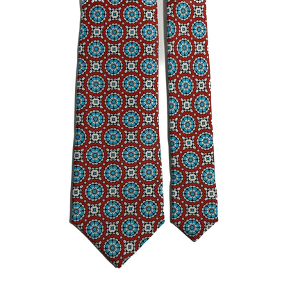 Scarlett Red & Blue Geometric Silk Tie-2