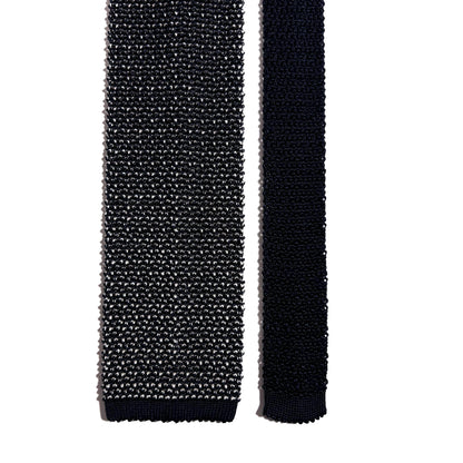 Mottled Navy Blue Silk Knitted Tie-2