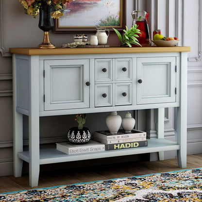 Cambridge Series Sideboard Table with Bottom Shelf, Lime White-1