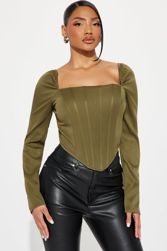Florence Corset Top - Olive