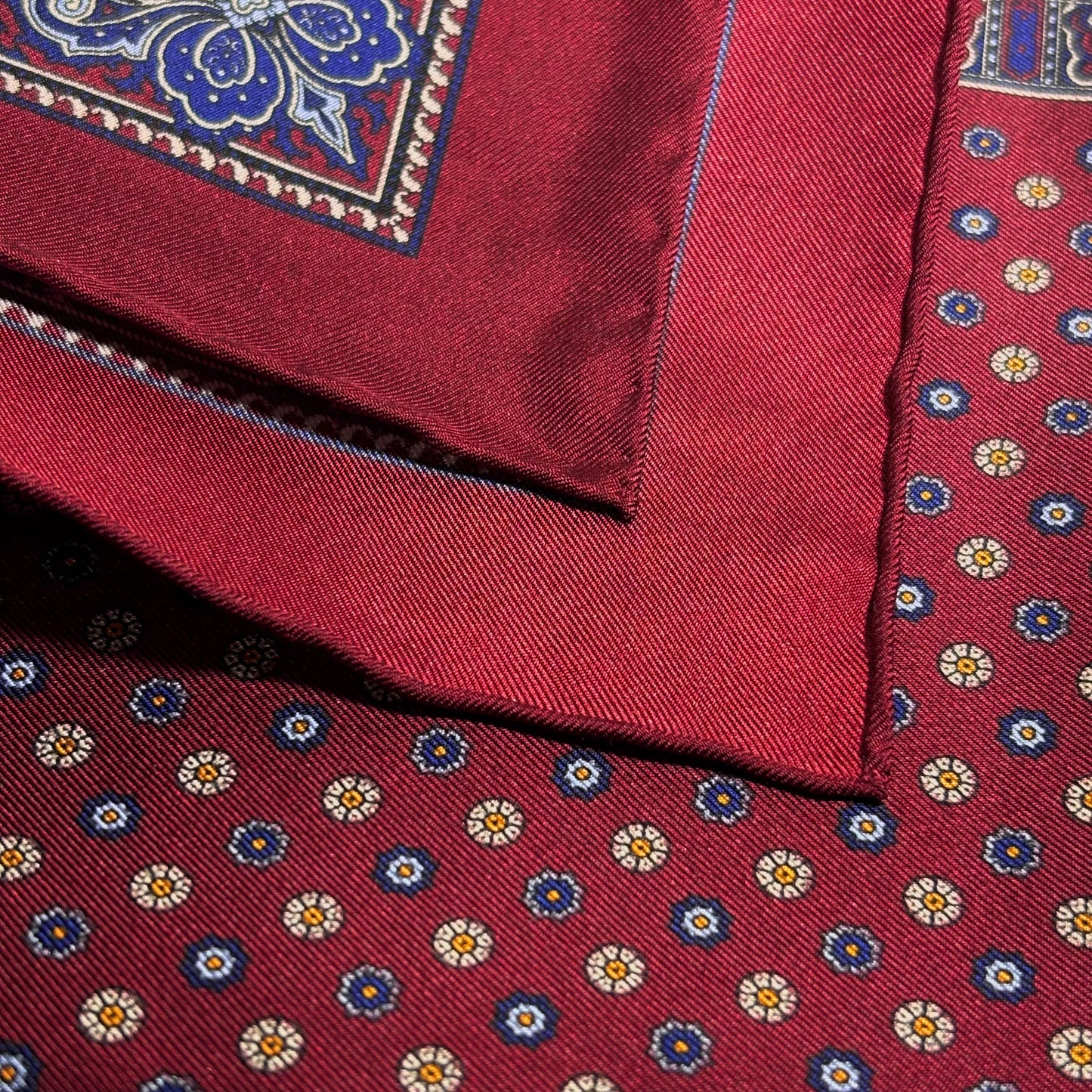 Burgundy Floral Silk Pocket Square-3