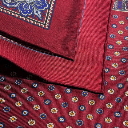 Burgundy Floral Silk Pocket Square-3