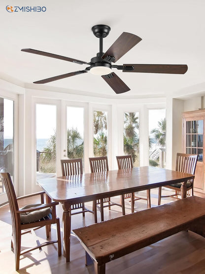 52" Ceiling Fans with Lights, Black Modern Ceiling Fan with Remote, Farmhouse Indoor Ceiling Fan with Dual Finish Blades, Quiet & Strong Motor, Bright LED Light.-1