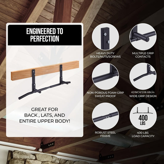 Wall-Mounted Stainless Steel Pull-Up Bar Black-1