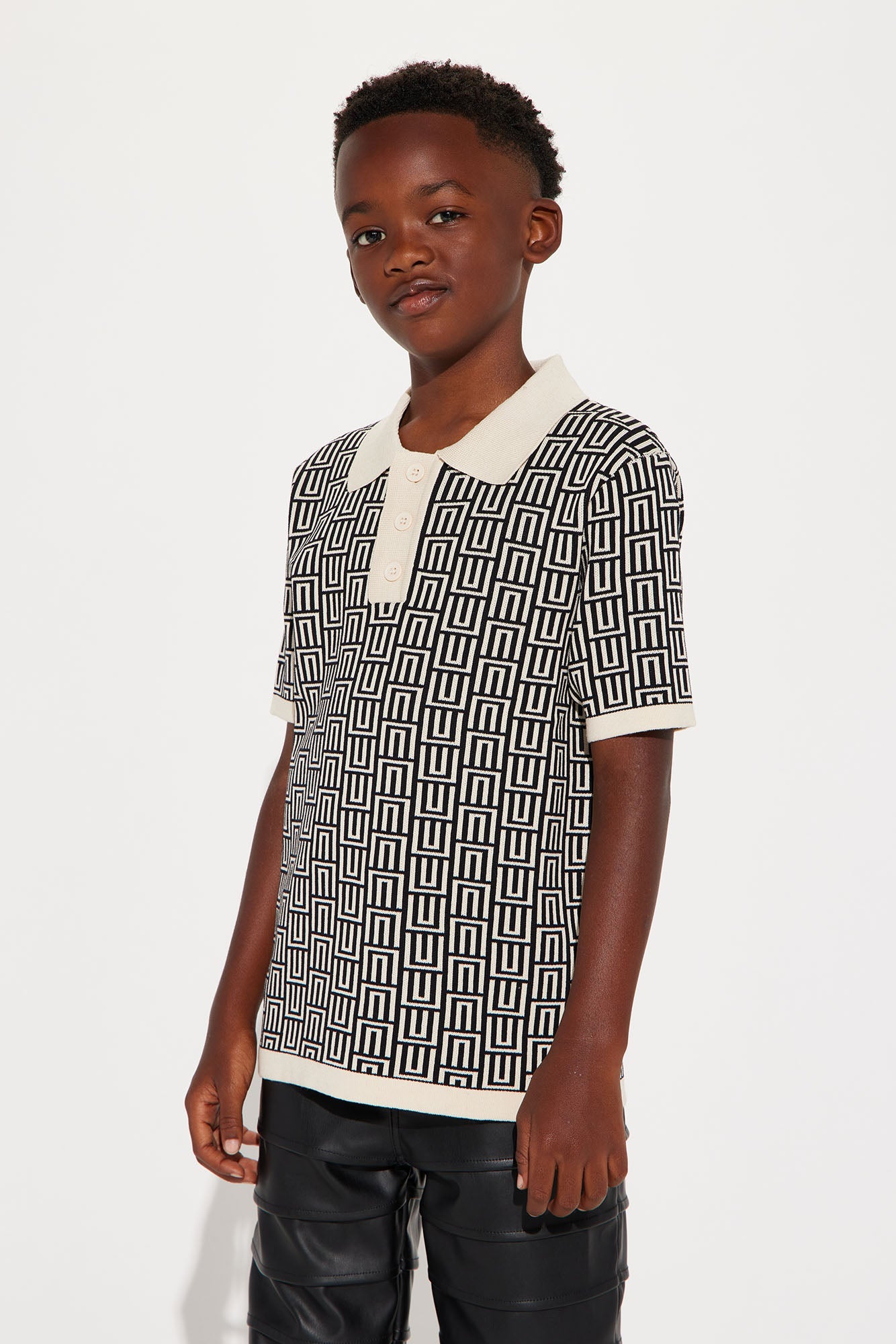 Mini Cunard Jacquard Polo - Tan/Multi