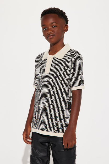 Mini Cunard Jacquard Polo - Tan/Multi