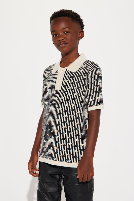 Mini Cunard Jacquard Polo - Tan/Multi