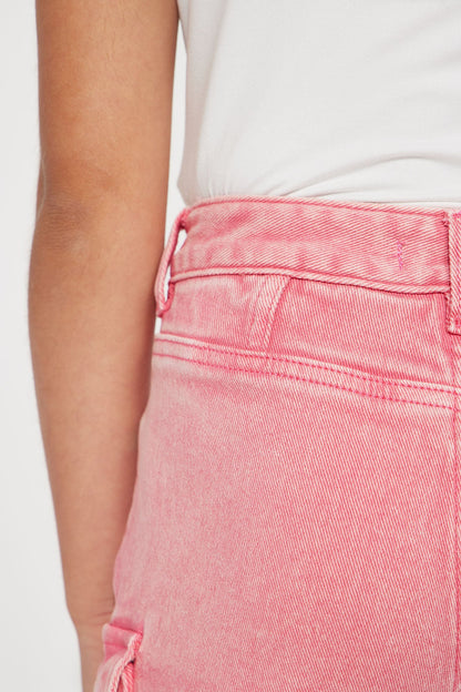 Mini Lily High Rise Cargo Jeans - Pink
