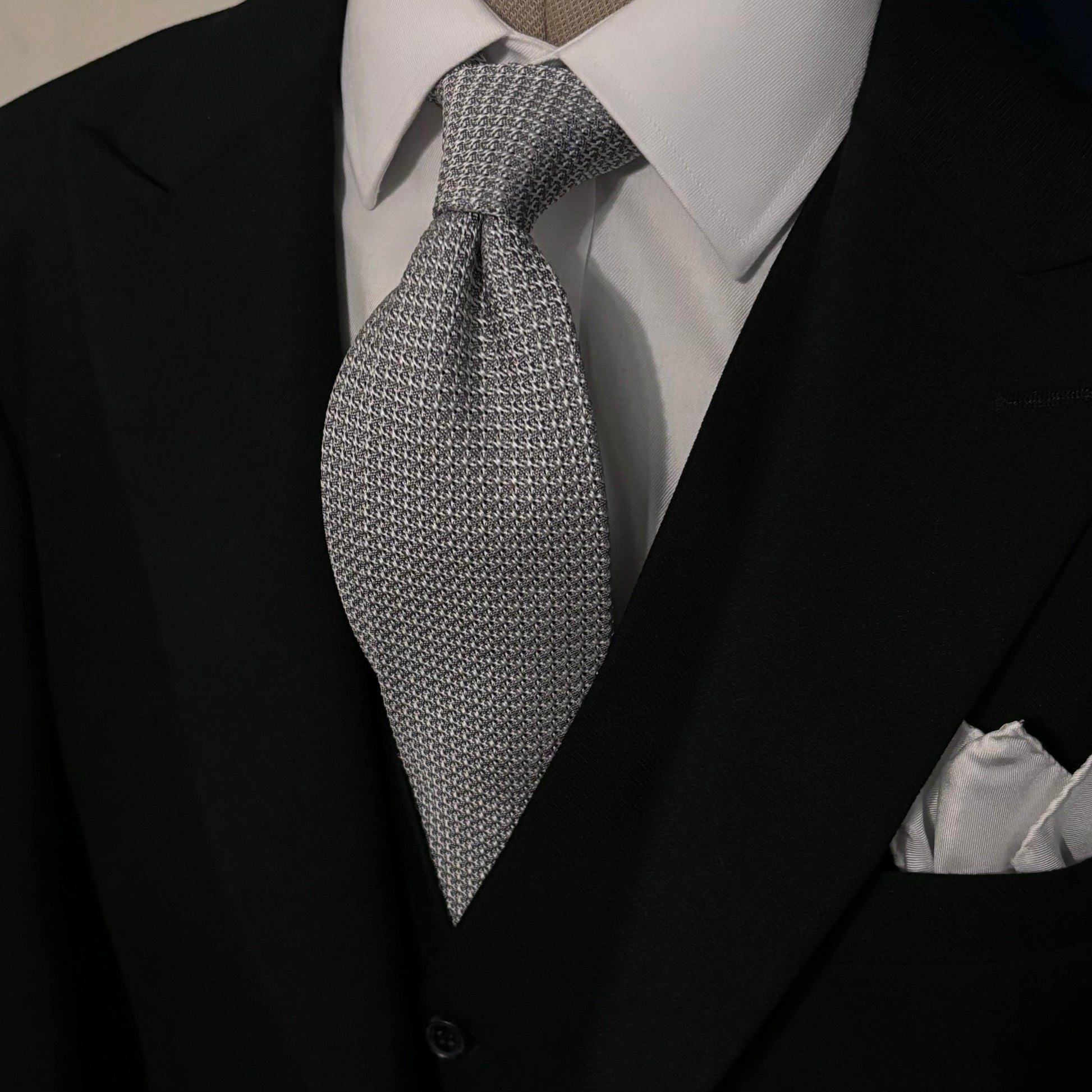 Silver Silk Grenadine Tie (Garza Grossa)-1