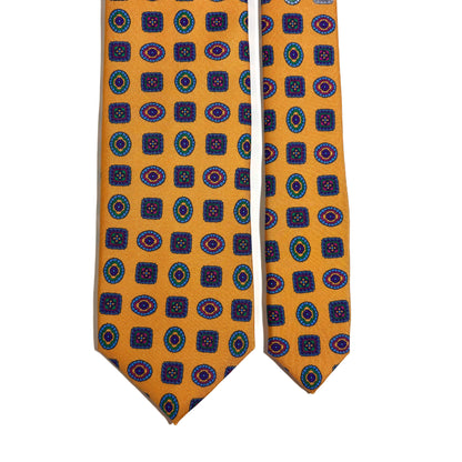 Amber Yellow Geometric Medallion Silk Tie-2