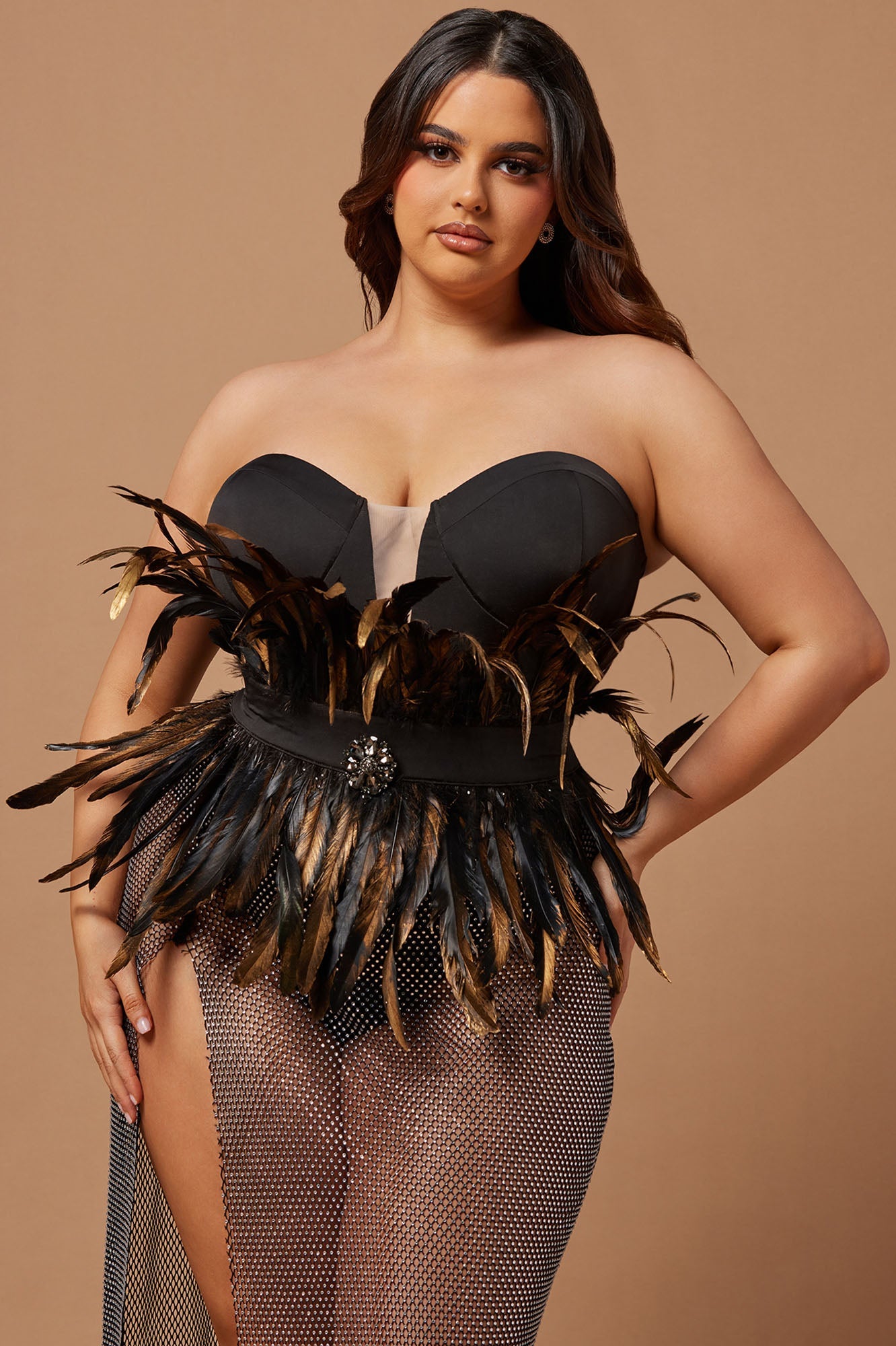 Luxurious Life Feather Maxi Dress - Black