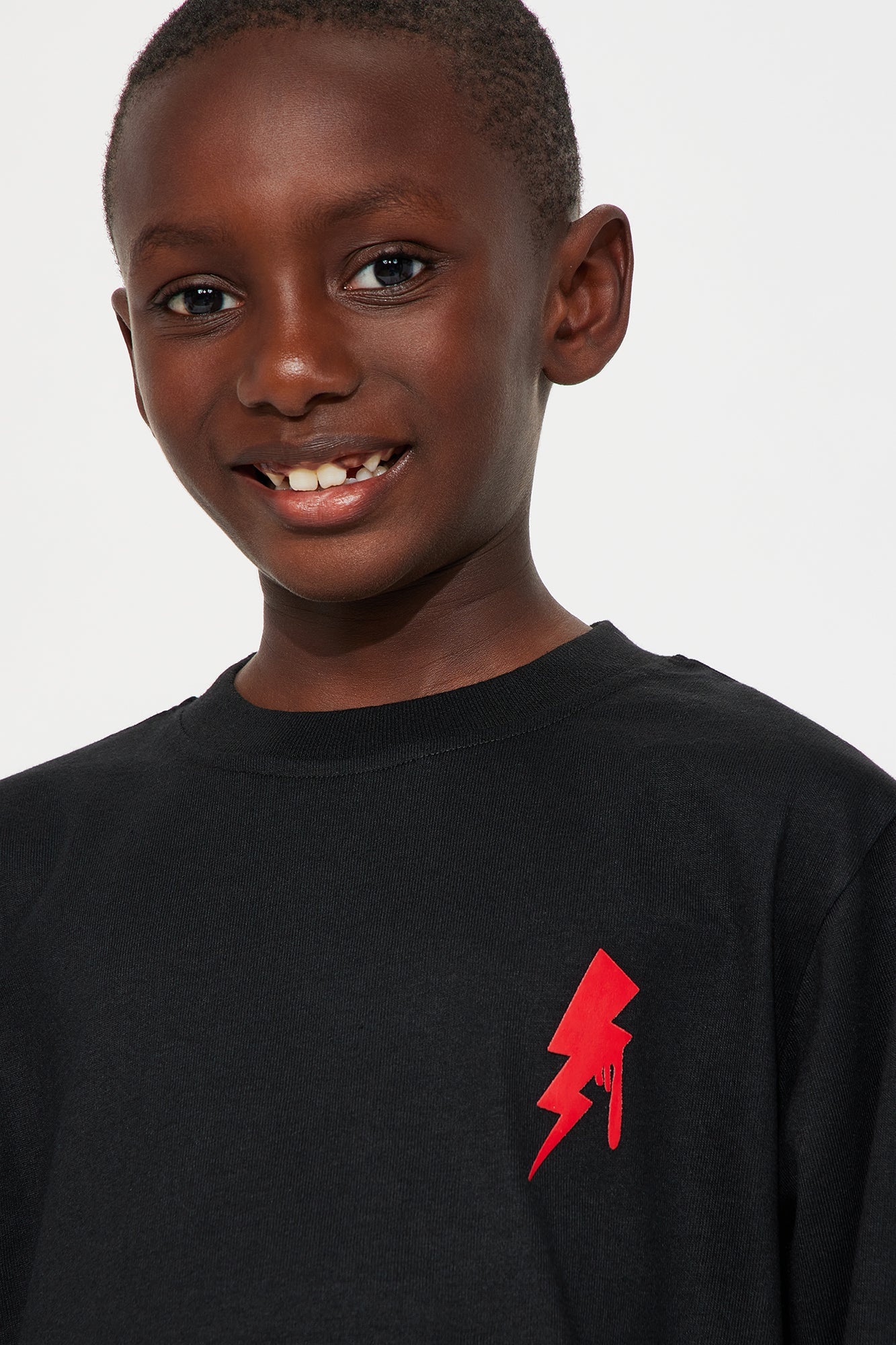 Mini Broken Flame Heart Front/Back Long Sleeve Tee - Black