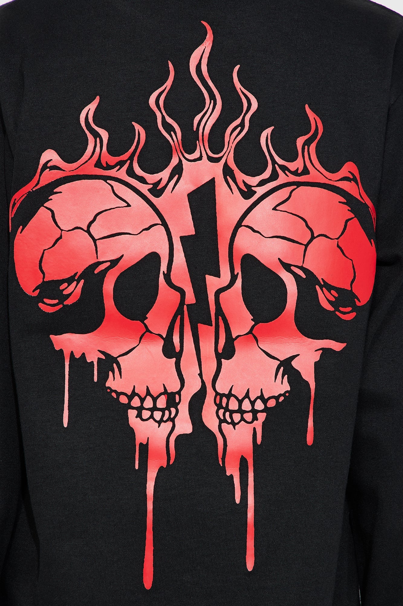 Mini Broken Flame Heart Front/Back Long Sleeve Tee - Black