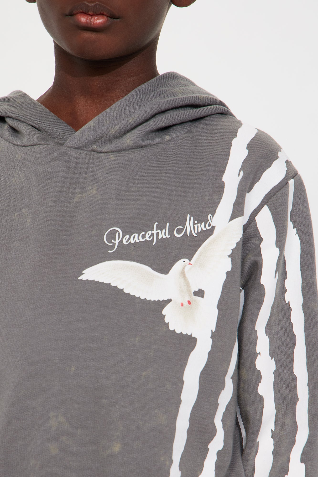 Mini Peaceful Mind Fleece Pullover Hoodie - Grey