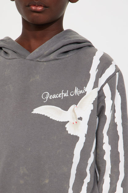 Mini Peaceful Mind Fleece Pullover Hoodie - Grey