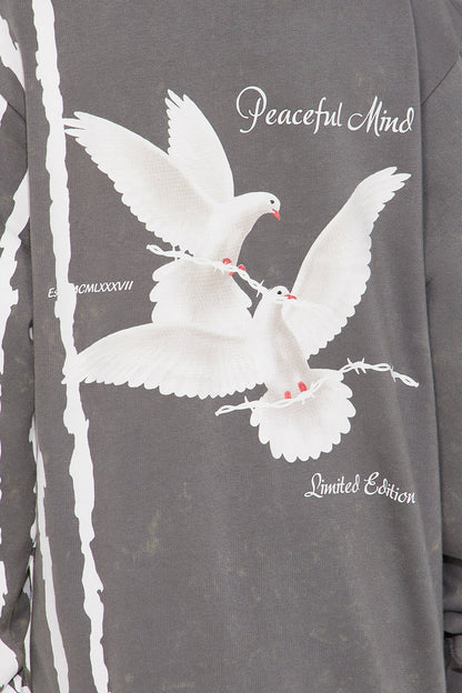 Mini Peaceful Mind Fleece Pullover Hoodie - Grey