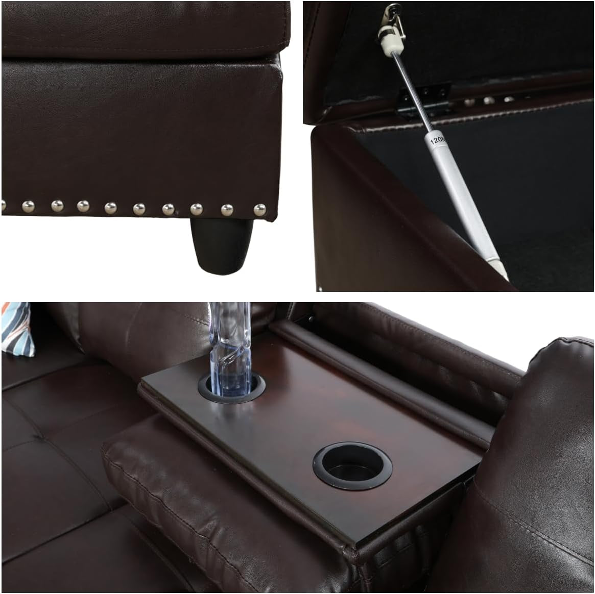 L Shaped Sectional Sofa with Ottoman, Modern Couches for Living Room, Microfiber Facing, Bedroom-4