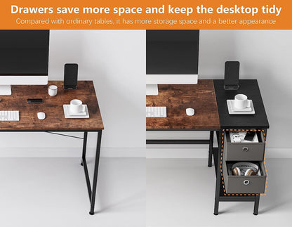 47″ Desk with Drawers and Shelves for Home Office-4