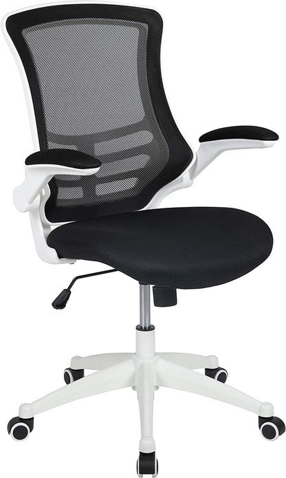 Kelista Office Chair, Ergonomic, Mid-Back, White Frame, Black Mesh with Swivel-0