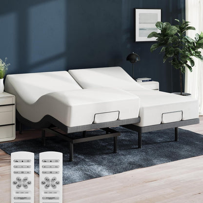 Split King Adjustable Base with Hybrid Mattress Set-0