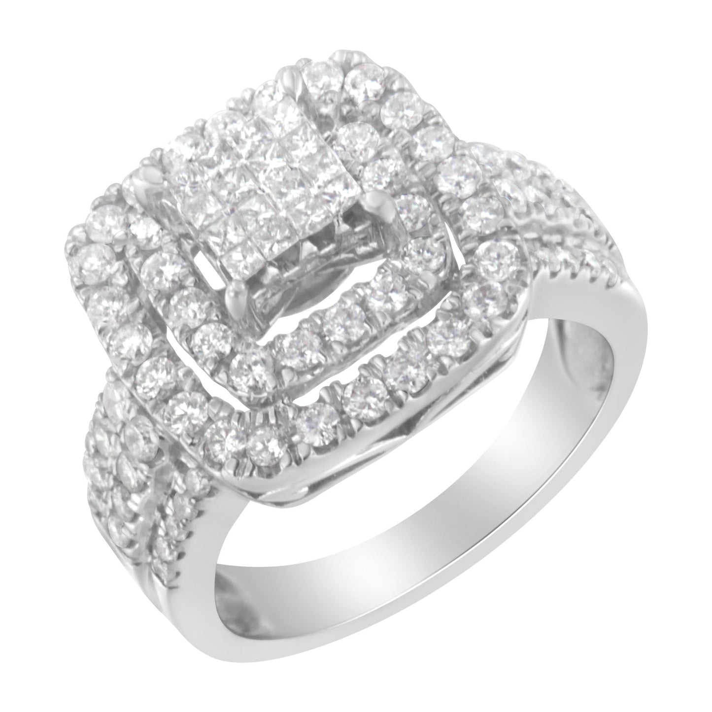 14KT White Gold Diamond Cocktail Ring (1 1/2 cttw, H-I Color, SI2-I1 Clarity)-0