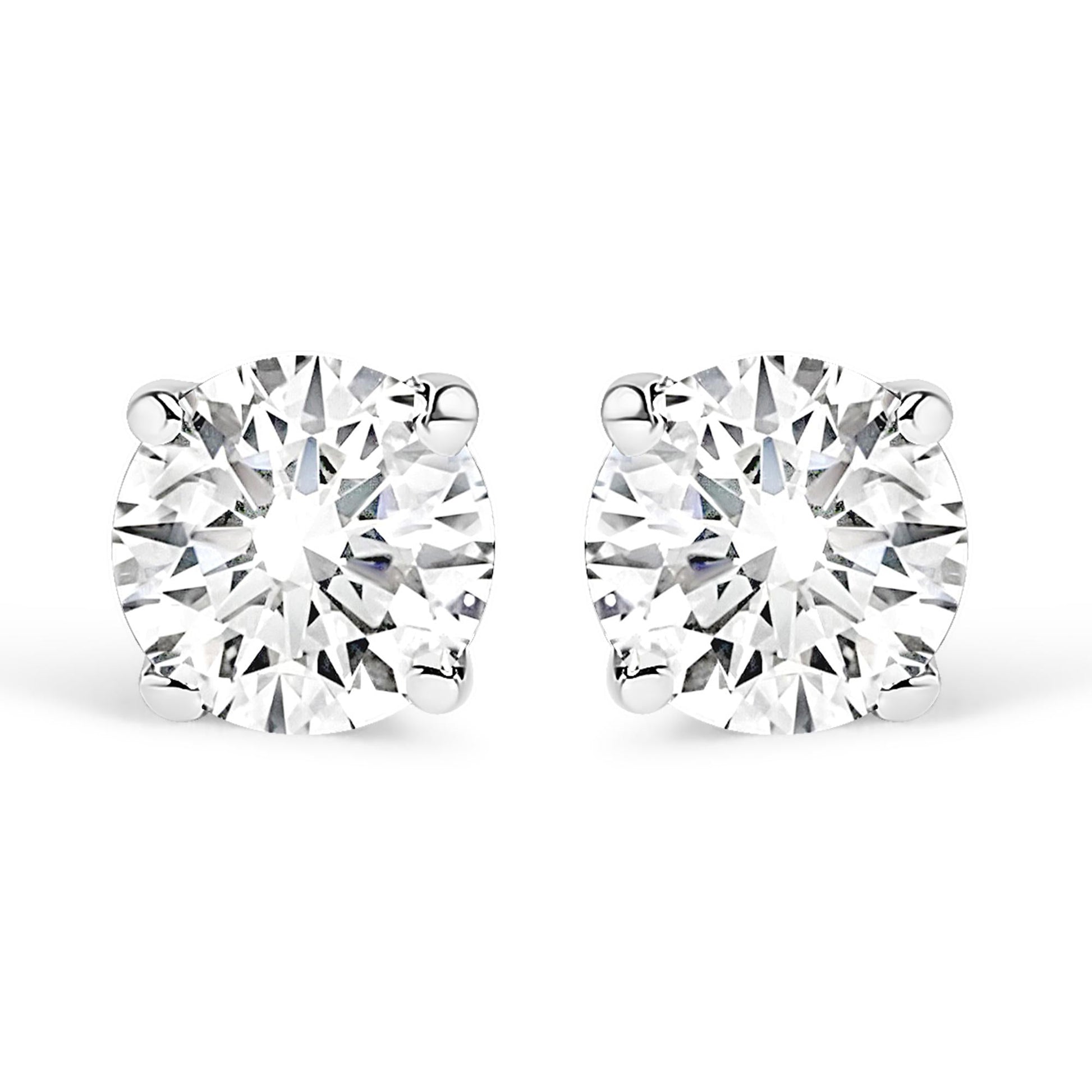 .925 Sterling Silver Silver Round Lab Grown Diamond Classic 4-Prong Solitaire Stud Earrings (F-G Color, VS1-VS2 Clarity)-0