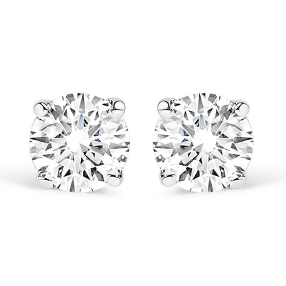 14K White Gold 1/3 Cttw Round Brilliant-Cut Near Colorless Diamond Classic 4-Prong Stud Earrings (J-K Color, I1-I2 Clarity)-0