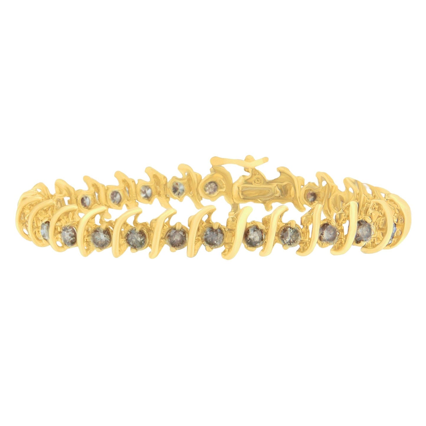 14K Yellow Gold Round-Cut Diamond 'S' Bracelet (6.00 cttw, Brown Color, I1-I2 Clarity)-0