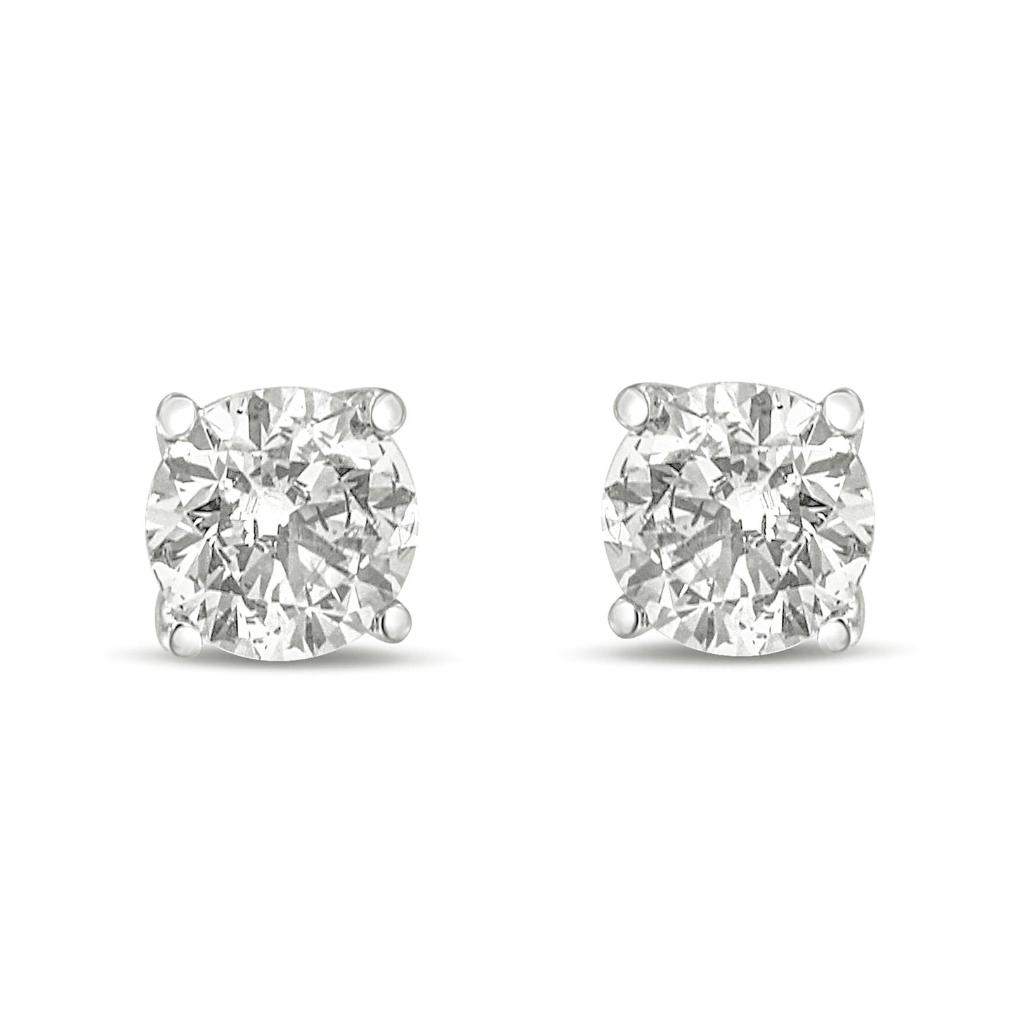 14K Gold 1.0 Carat Round Brilliant Cut Lab Grown Diamond 4-Prong Classic Solitaire Stud Earrings-0